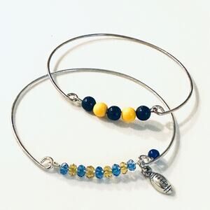 Stack of 2 Gold and Blue Football Bracelets